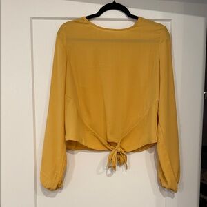 Love Tree Mustard Yellow Tie-Front Blouse